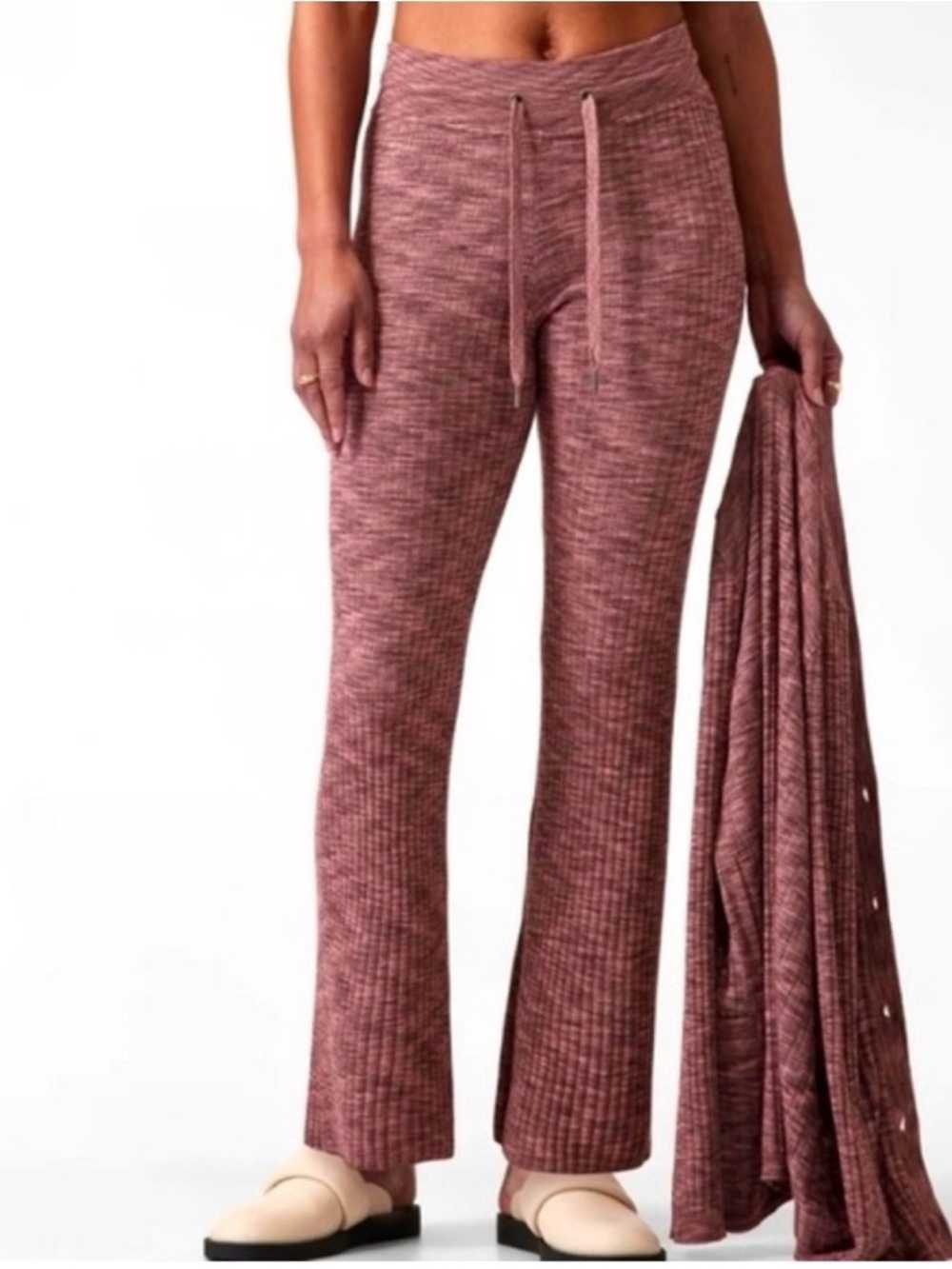 Athleta Revolve Ribbed Flare Lounge Pants in Tawny Rose - Picture 5 of 7